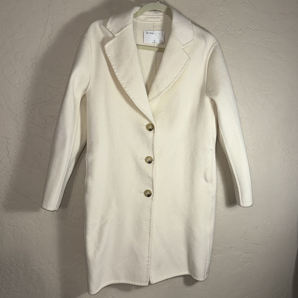 Wilfred Cream Single-Breasted Wool Pea Coat